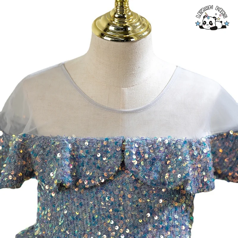 LEZONKIDS - Custom High-end Girls Tweed Dress Temperament  Formal Wear Sequined Kids Evening Dress